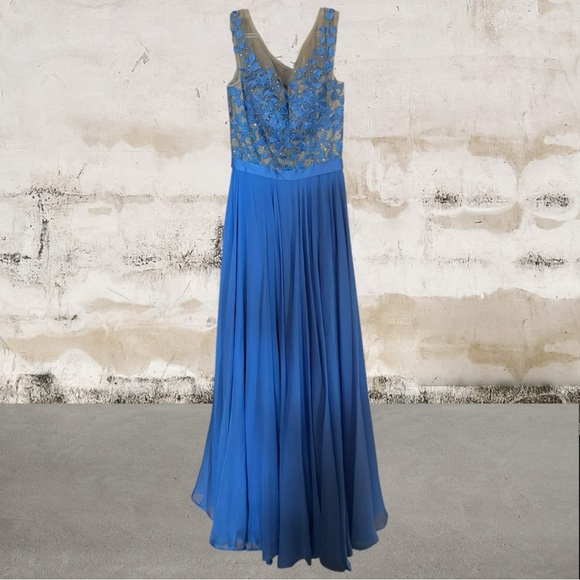 Sherri Hill Dresses & Skirts - Sherri Hill Blue Sleeveless V-Neck Gown